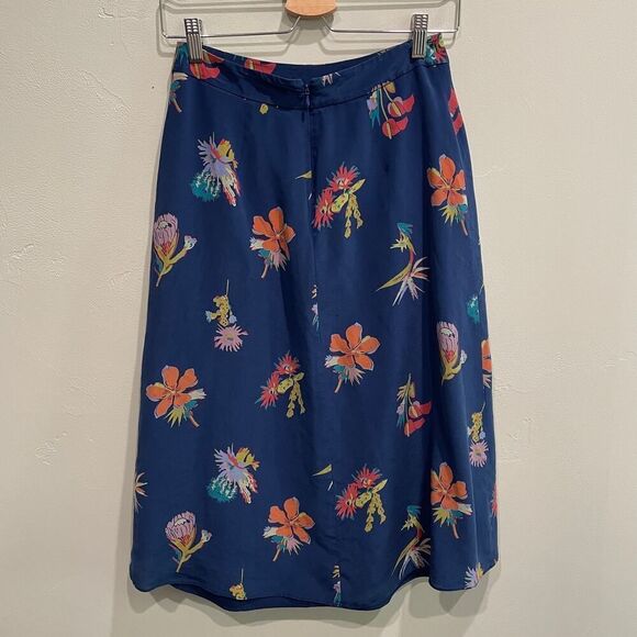 Madewell Silk Atrium Midi Skirt in Bird of Paradise - Size: 0 - Picture 4 of 7